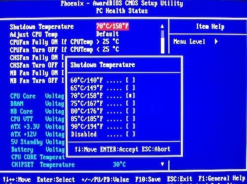 Checking the temperature of the laptop through the BIOS Проверка температуры ноутбука через Биос