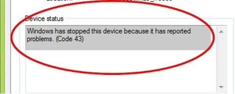 Screenshot Windows has stopped this device because it has reported problems. (Code 43) Скриншот Windows has stopped this device because it has reported problems.(Code 43)