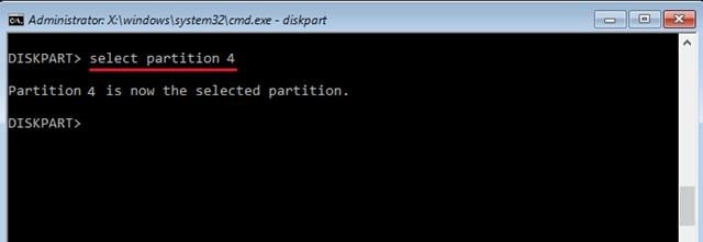 Use the select partition command Используем команду select partition