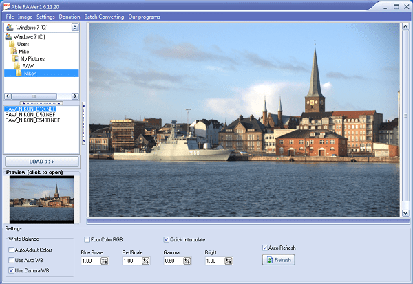 Able RAWer interface Интерфейс Able RAWer