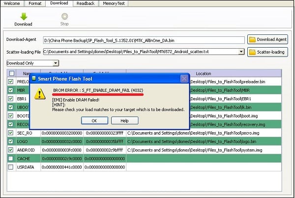 S_FT_ENABLE_DRAM_FAIL (4032) error screenshot Скриншот ошибки S_FT_ENABLE_DRAM_FAIL (4032)