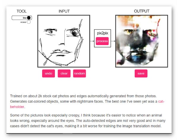 Pix2pix edit form and end result Форма редактирования Pix2pix и конечный результат