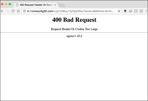 Error with the text of the mentioned message Request Header Or Cookie Too Large