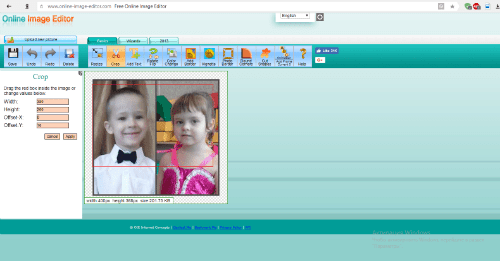 Service Interface Online Image Editor Интерфейс сервиса Online Image Editor
